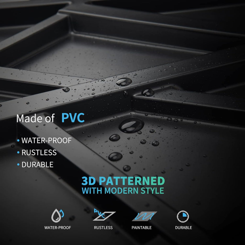 Art3d 19.7" x 19.7" (Pack Of 12) Wall Panel Stripes , Black