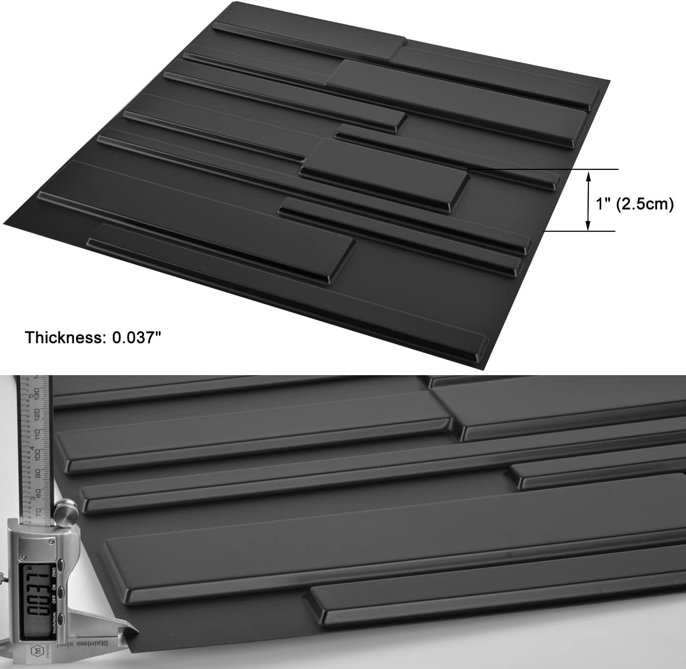 Art3d Decorative 3D Wall Panels 12 Pack 19.7" x 19.7" Creative Wall Panel for Indoor Decoration, Carbon Black