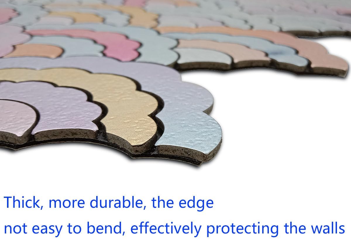 XUANINY 11-Sheet Peel and Stick Metal Backsplash Tiles, Self Adhesive Cloud-Shaped Aluminum Mosaic 3D Wall Sticker for Kitchen Bathroom Living Room Decor (Printing Multicolor, 11)