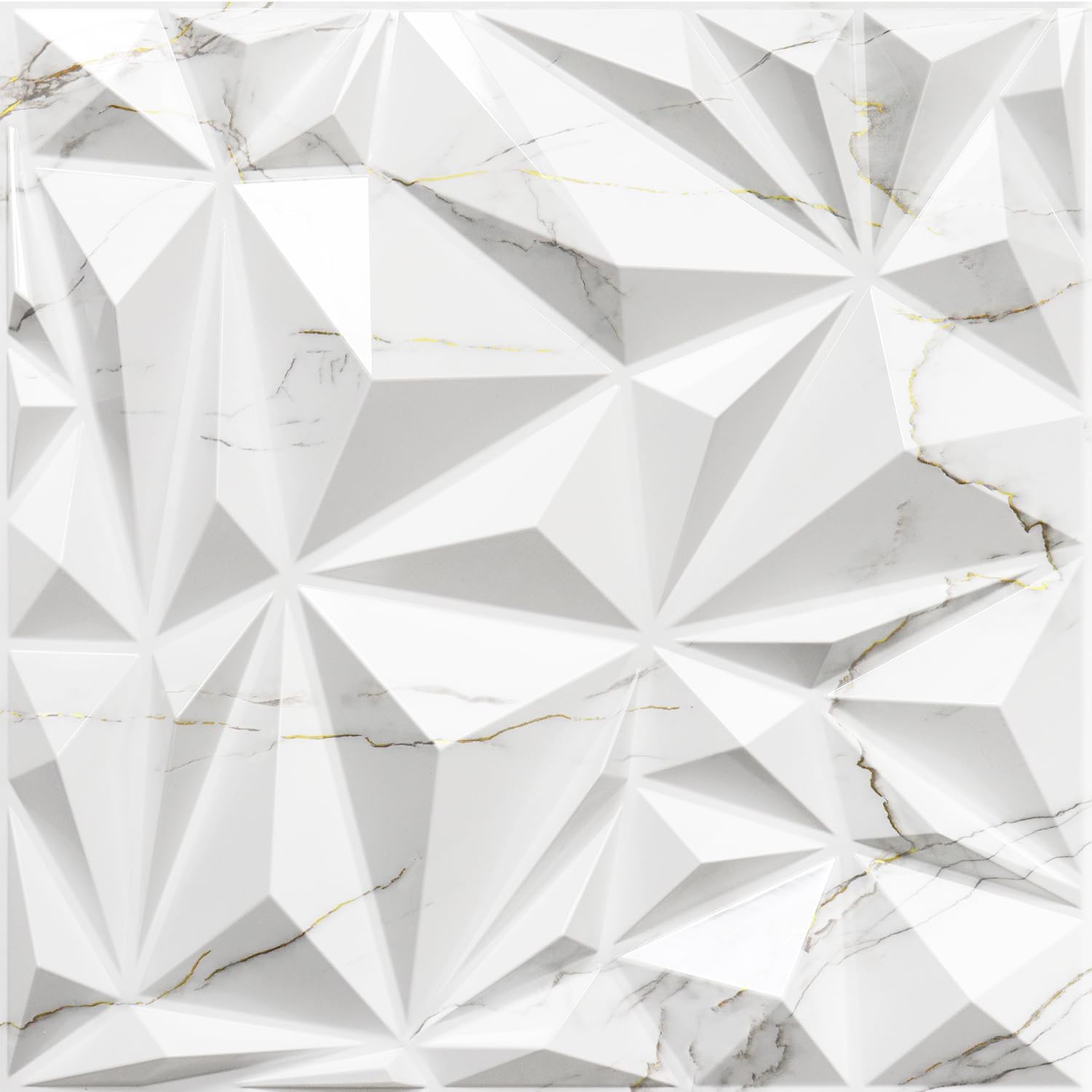 STICKGOO Diamond 3D Wall Panels, Brushed Silver Decorative Wall Covering Panels for Interior Wall Decor, PVC Accent Wall Panels for Living Room Bedroom Game Room