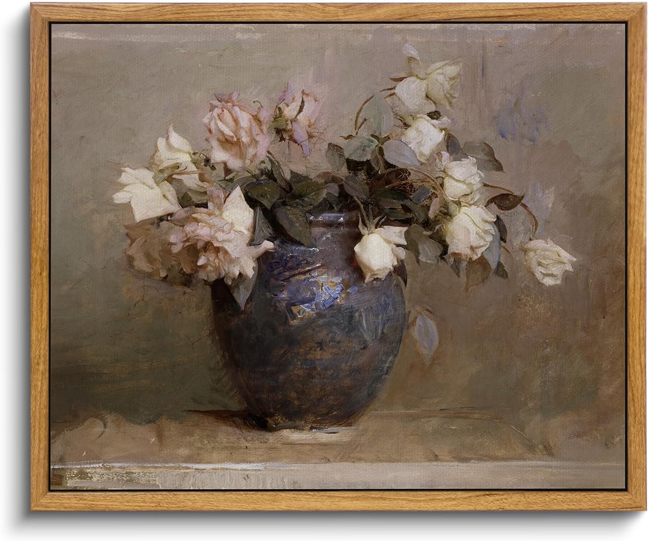 InSimSea Framed Canvas Wall Art Vintage Decor, Landscape Wall Art, Meadow with Flowers Art, Modern Farmhouse Decor, Cottagecore Bedroom Bathroom Office Decorations, 24"x36"