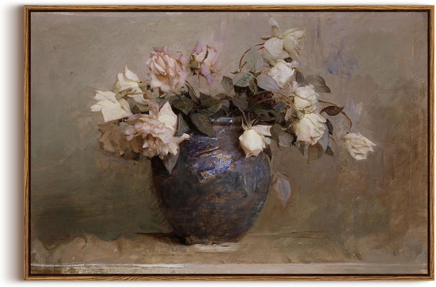 InSimSea Framed Canvas Wall Art Vintage Decor, Landscape Wall Art, Meadow with Flowers Art, Modern Farmhouse Decor, Cottagecore Bedroom Bathroom Office Decorations, 24"x36"