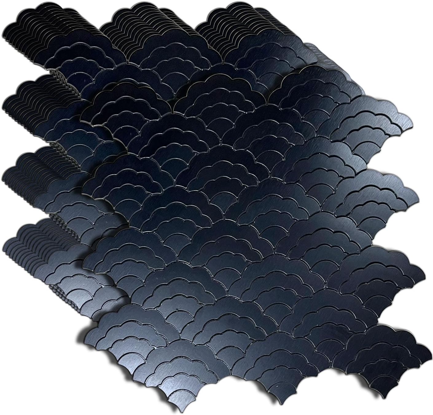 XUANINY 11-Sheet Peel and Stick Metal Backsplash Tiles, Self Adhesive Cloud-Shaped Aluminum Mosaic 3D Wall Sticker for Kitchen Bathroom Living Room Decor (Printing Multicolor, 11)