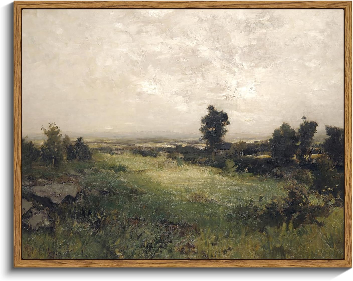 InSimSea Framed Canvas Wall Art Vintage Decor, Landscape Wall Art, Meadow with Flowers Art, Modern Farmhouse Decor, Cottagecore Bedroom Bathroom Office Decorations, 24"x36"