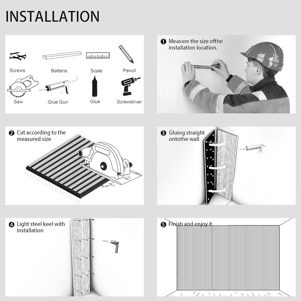 3-Pack Wood Slat Wall Panel for Interior Wall Decor Noise Cancelling 94.5" x 11.4" Acoustic Decorative 3D Sound Absorbing Wall Paneling, Gray Oak, Covers 22.4 Sq. Ft