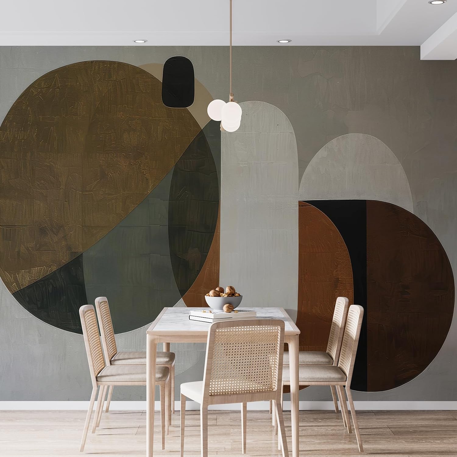 Zeeko Modern Abstract Geometrical Wall Mural Peel and Stick (148" W x 110" H) Mid Century Canvas Waterproof Self Adhesive Removable Wallpaper for Bedroom Living Room Office Art Decor