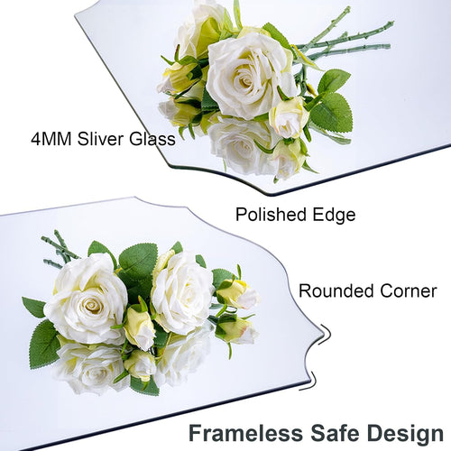 2 Pack Long Arched Decorative Mirror for Bathroom, 36"x18" Silver Vanity Mirror for Wall, Scalloped, for Entryway, Living Room, Bedroom, Set of 2