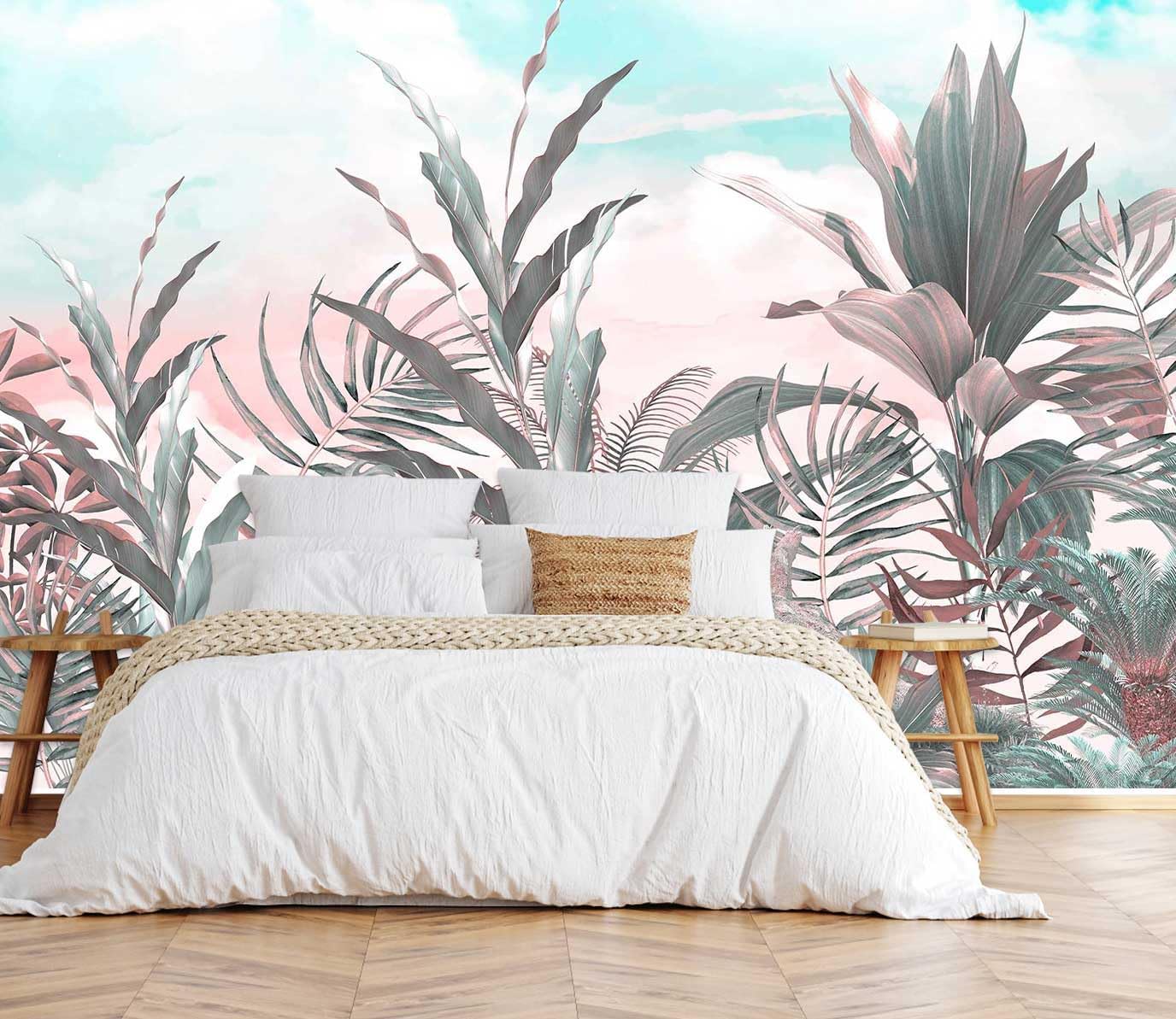 Hazy Forest Wall Mural, Abstract Nature Landscape Wallpaper, Background Wall Decoration Patterns（Non-self-Adhesive）