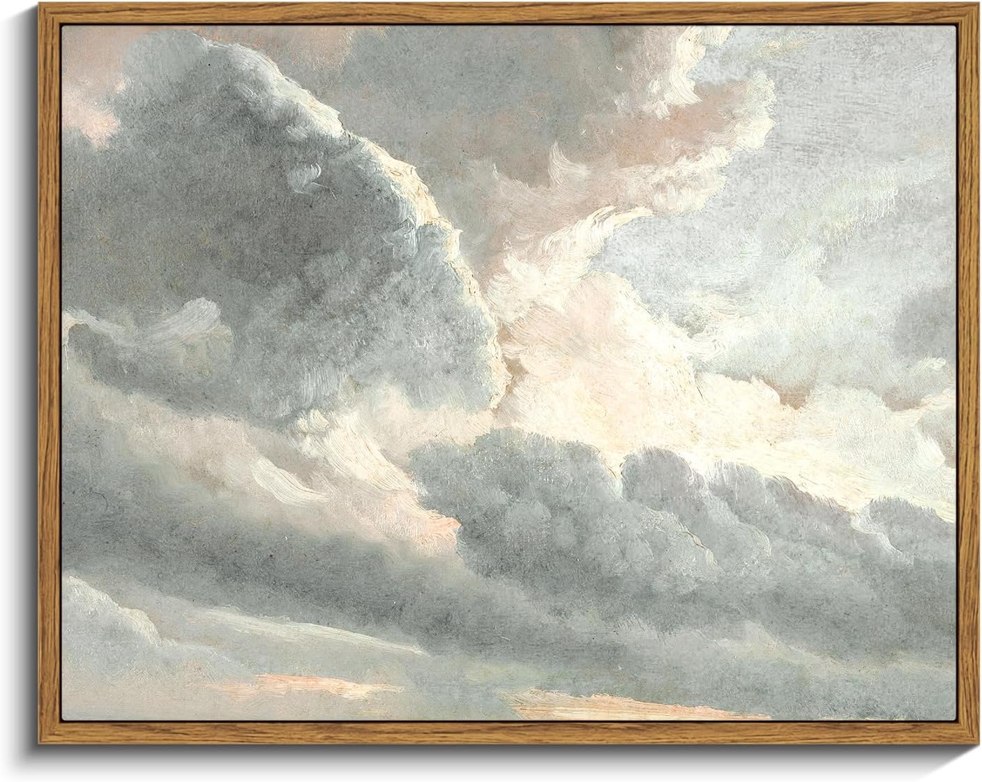 InSimSea Framed Canvas Wall Art Vintage Decor, Landscape Wall Art, Meadow with Flowers Art, Modern Farmhouse Decor, Cottagecore Bedroom Bathroom Office Decorations, 24"x36"