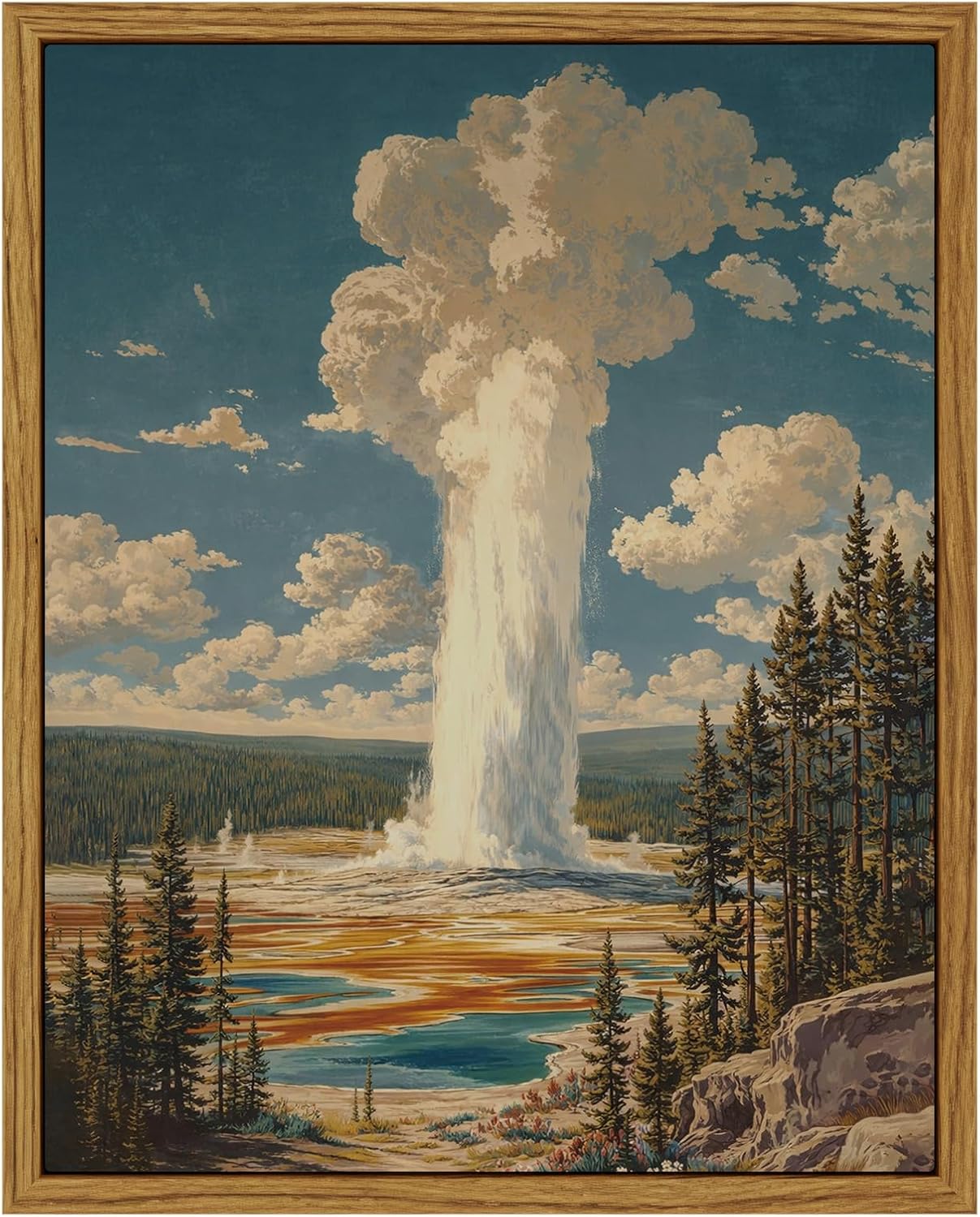 InSimSea Framed Canvas Wall Art Vintage Decor, Landscape Wall Art, Meadow with Flowers Art, Modern Farmhouse Decor, Cottagecore Bedroom Bathroom Office Decorations, 24"x36"