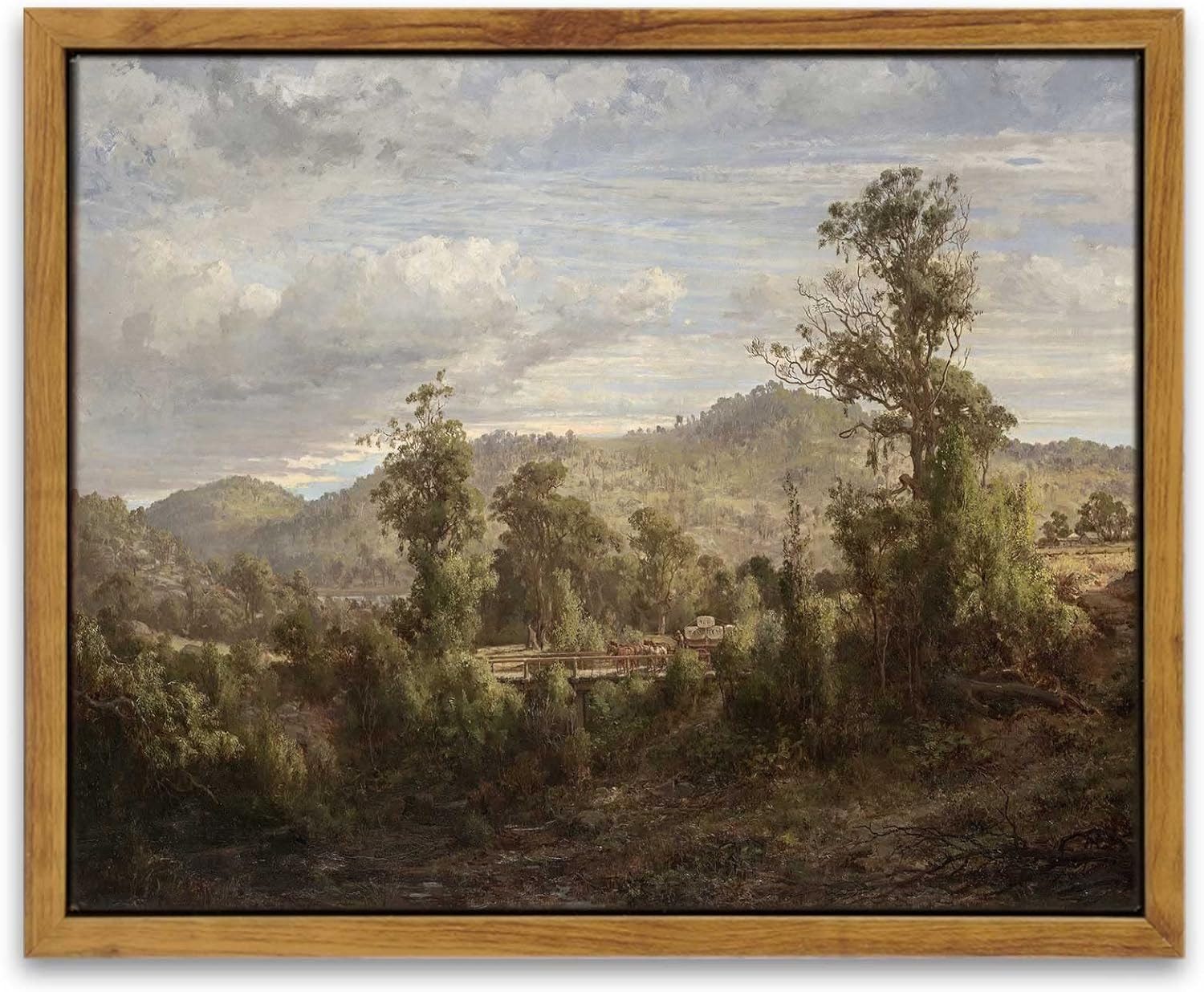 InSimSea Framed Canvas Wall Art Vintage Decor, Landscape Wall Art, Meadow with Flowers Art, Modern Farmhouse Decor, Cottagecore Bedroom Bathroom Office Decorations, 24"x36"