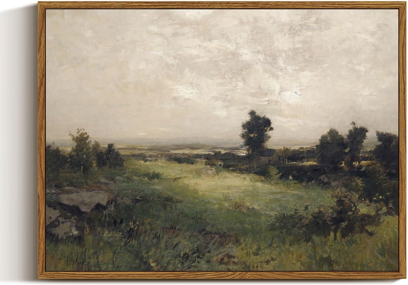 InSimSea Framed Canvas Wall Art Vintage Decor, Landscape Wall Art, Meadow with Flowers Art, Modern Farmhouse Decor, Cottagecore Bedroom Bathroom Office Decorations, 24"x36"