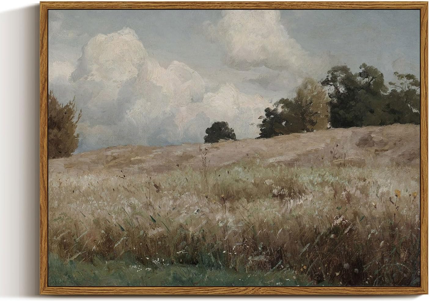 InSimSea Framed Canvas Wall Art Vintage Decor, Landscape Wall Art, Meadow with Flowers Art, Modern Farmhouse Decor, Cottagecore Bedroom Bathroom Office Decorations, 24"x36"