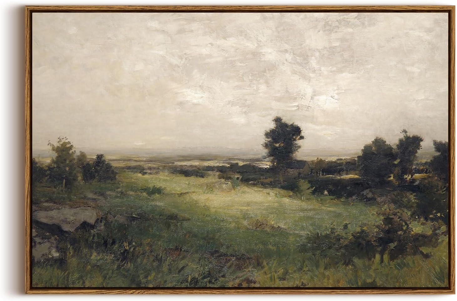 InSimSea Framed Canvas Wall Art Vintage Decor, Landscape Wall Art, Meadow with Flowers Art, Modern Farmhouse Decor, Cottagecore Bedroom Bathroom Office Decorations, 24"x36"