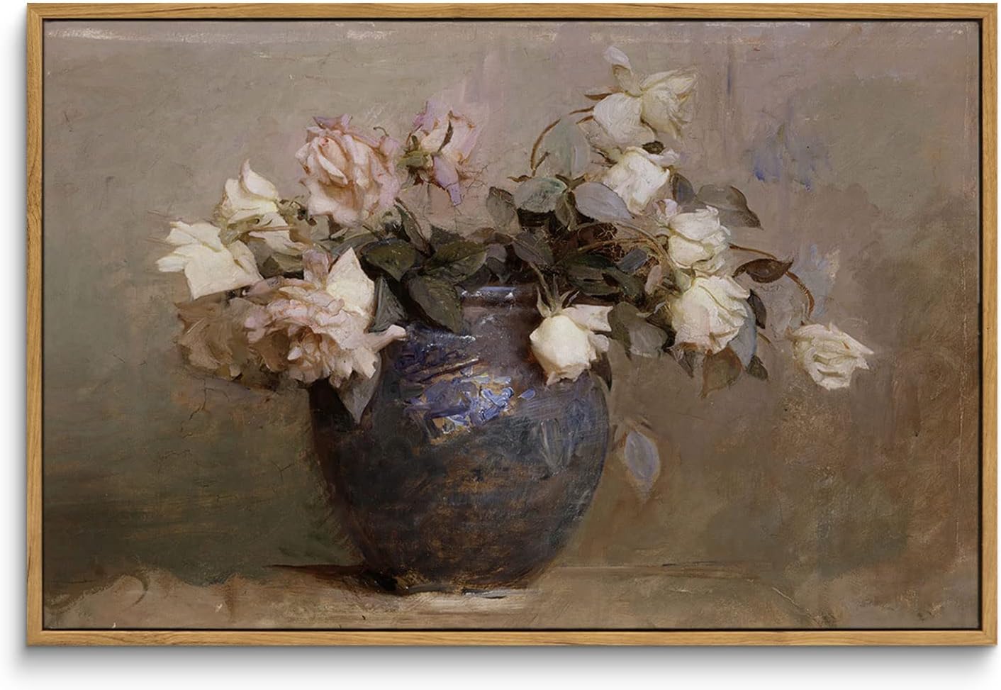 InSimSea Framed Canvas Wall Art Vintage Decor, Landscape Wall Art, Meadow with Flowers Art, Modern Farmhouse Decor, Cottagecore Bedroom Bathroom Office Decorations, 24"x36"