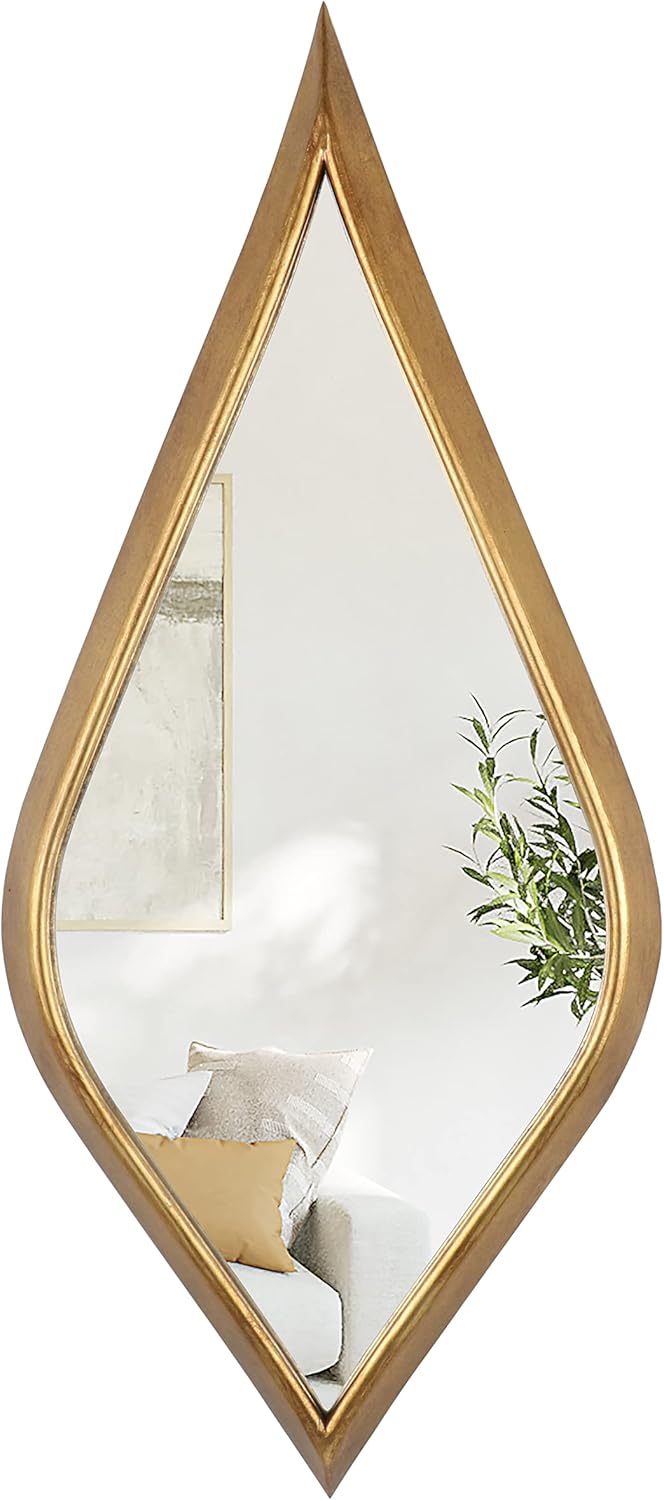 Tear Drop Mirror Wall Decor Set of 5, Gold Living Room Mirror Sets, Decorative Long Skinny Mirrors for Wall