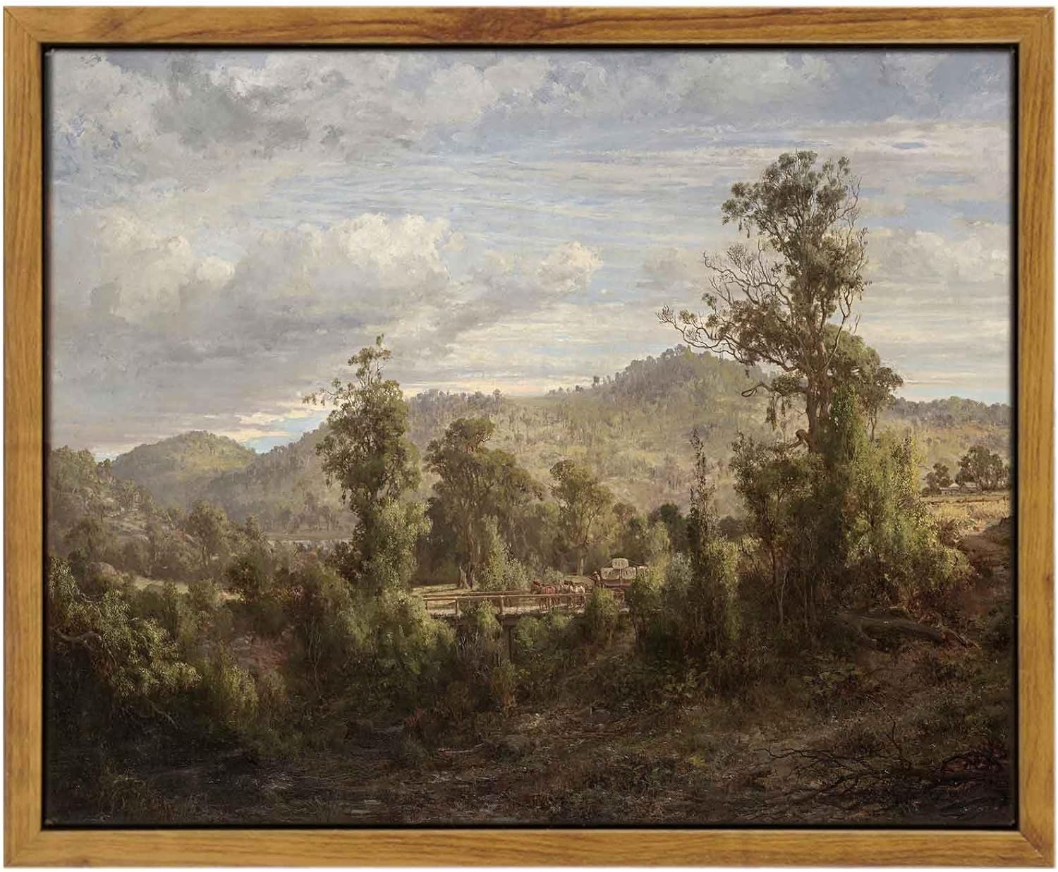 InSimSea Framed Canvas Wall Art Vintage Decor, Landscape Wall Art, Meadow with Flowers Art, Modern Farmhouse Decor, Cottagecore Bedroom Bathroom Office Decorations, 24"x36"