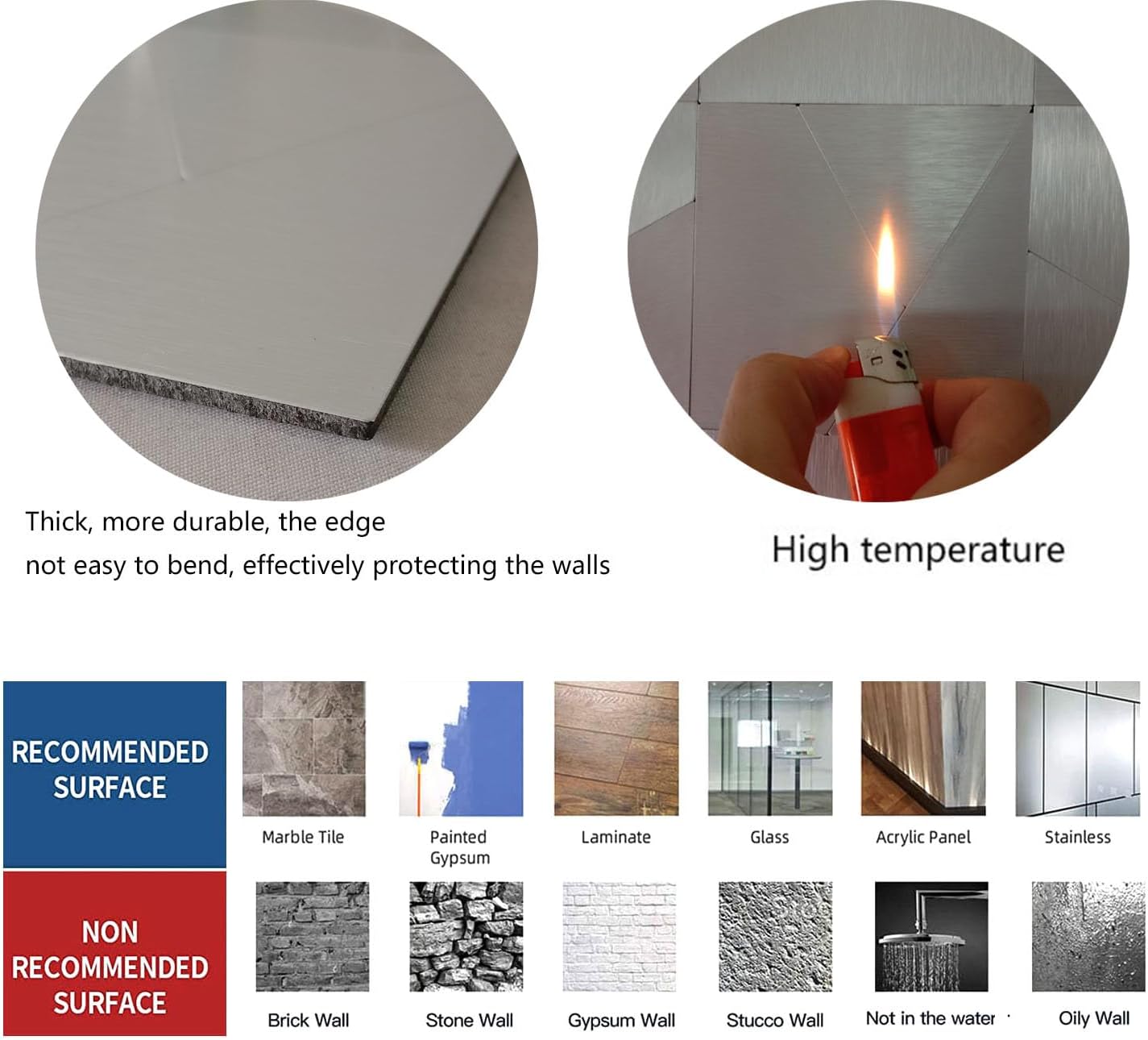 XUANINY Peel and Stick Metal Backsplash Tiles, Self Adhesive Aluminum Mosaic 3D Wall Sticker for Kitchen Bathroom Brushed Grey Decor (11.81"x11.81") (10 Triangle Brushed Silver)