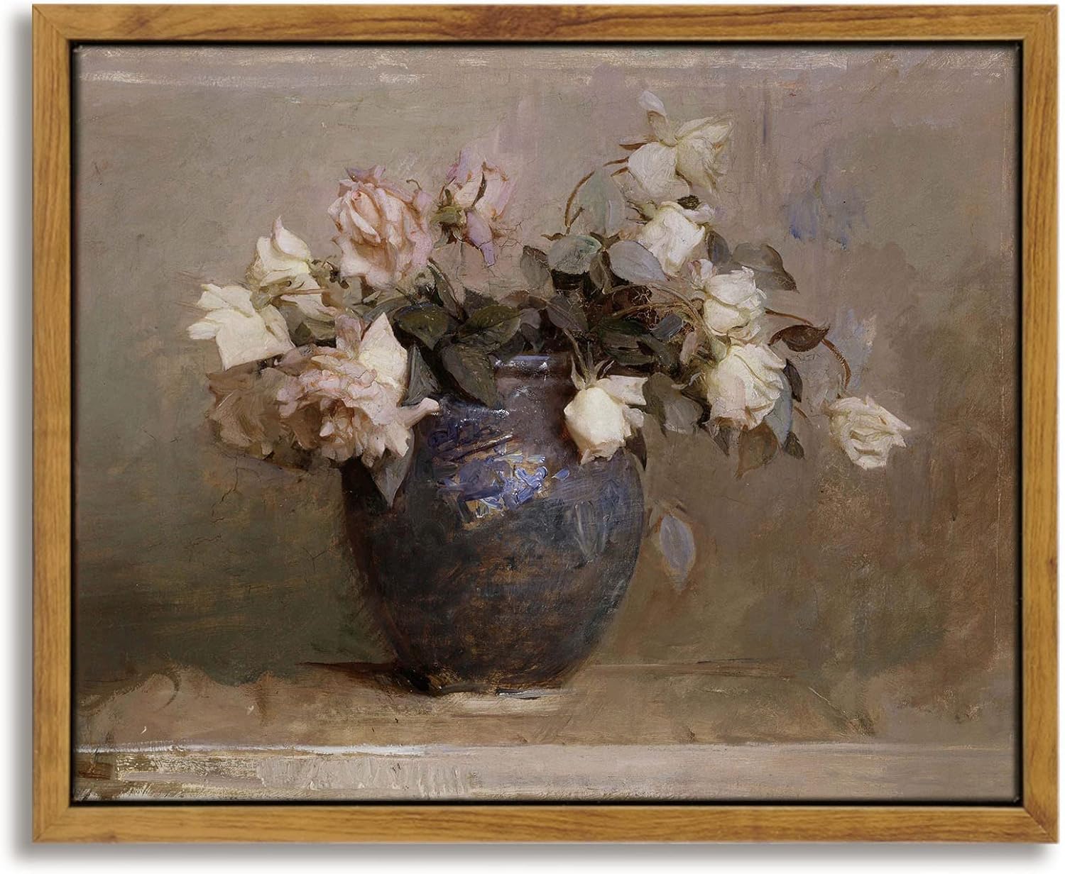 InSimSea Framed Canvas Wall Art Vintage Decor, Landscape Wall Art, Meadow with Flowers Art, Modern Farmhouse Decor, Cottagecore Bedroom Bathroom Office Decorations, 24"x36"