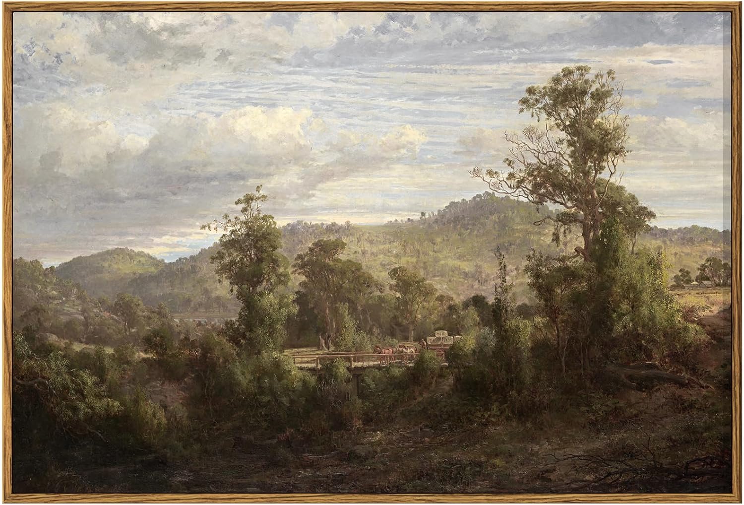 InSimSea Framed Canvas Wall Art Vintage Decor, Landscape Wall Art, Meadow with Flowers Art, Modern Farmhouse Decor, Cottagecore Bedroom Bathroom Office Decorations, 24"x36"