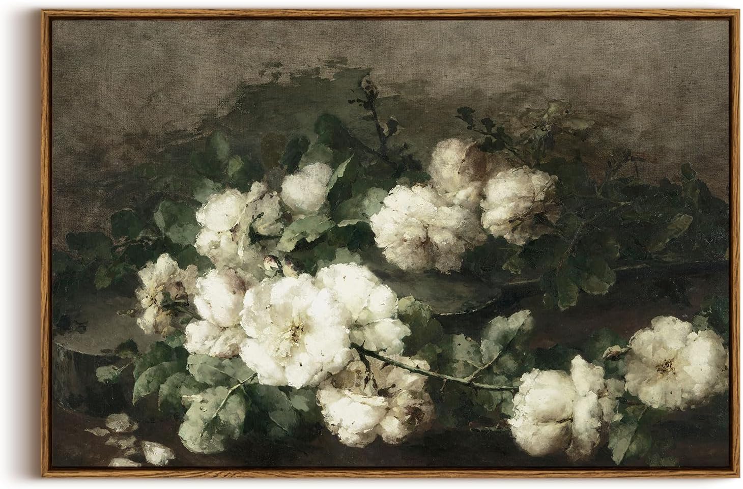 InSimSea Framed Canvas Wall Art Vintage Decor, Landscape Wall Art, Meadow with Flowers Art, Modern Farmhouse Decor, Cottagecore Bedroom Bathroom Office Decorations, 24"x36"