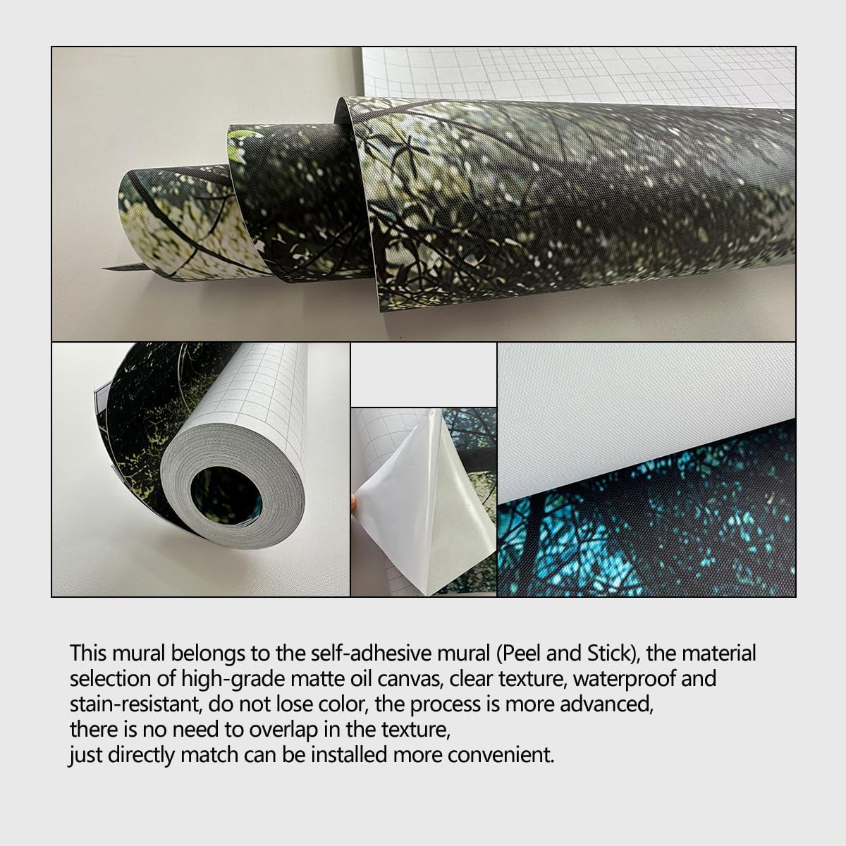 Forest Landscape Wall murals Woodland Tree Peel and Stick self Adhesive Wallpaper for Bedroom Living Room - 85"x118"