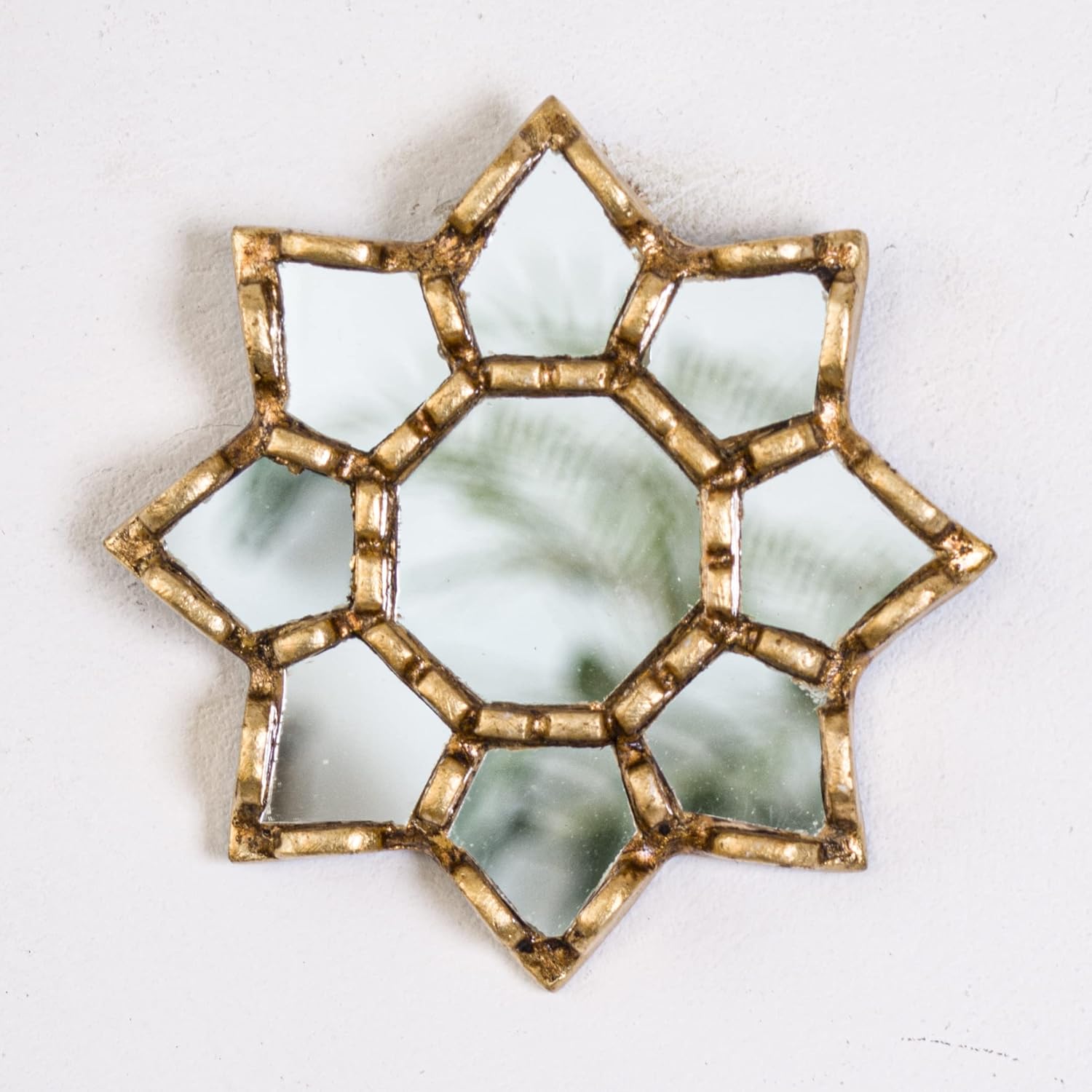 Small Gold Accent Wall Mirror Set of 3 - Decorative Vintage Mirrors of 6" for Wall, Peruvian Mirrors Vanity with Gold Leaf 'Cuzco Radiance'