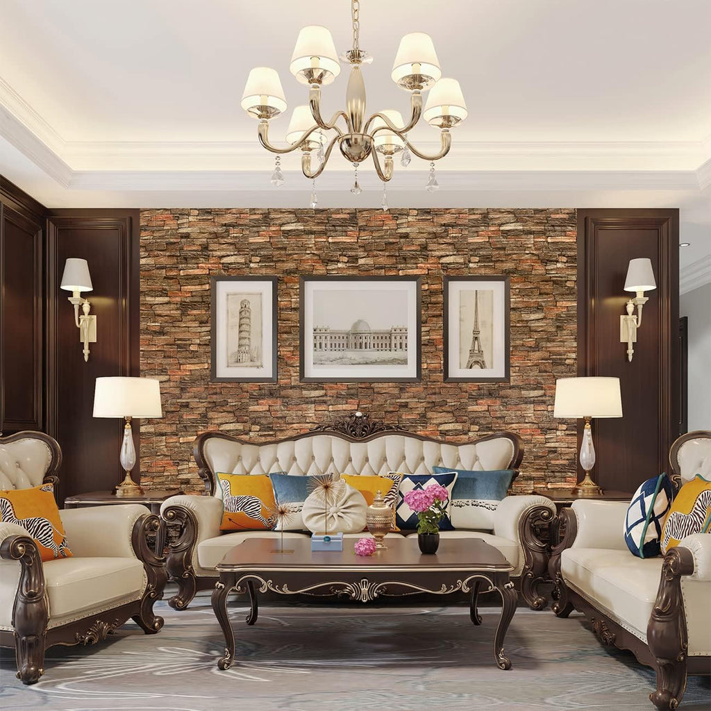 Yutianli 7mm Thick Anti-Collision self Adhesive 3D Wall Panels Peel and Stick,10-Pack 57 Sq.Ft Antique Faux Brick Wall Panels Foam Faux Stone Wallpapers for Bedroom (10, Style A)