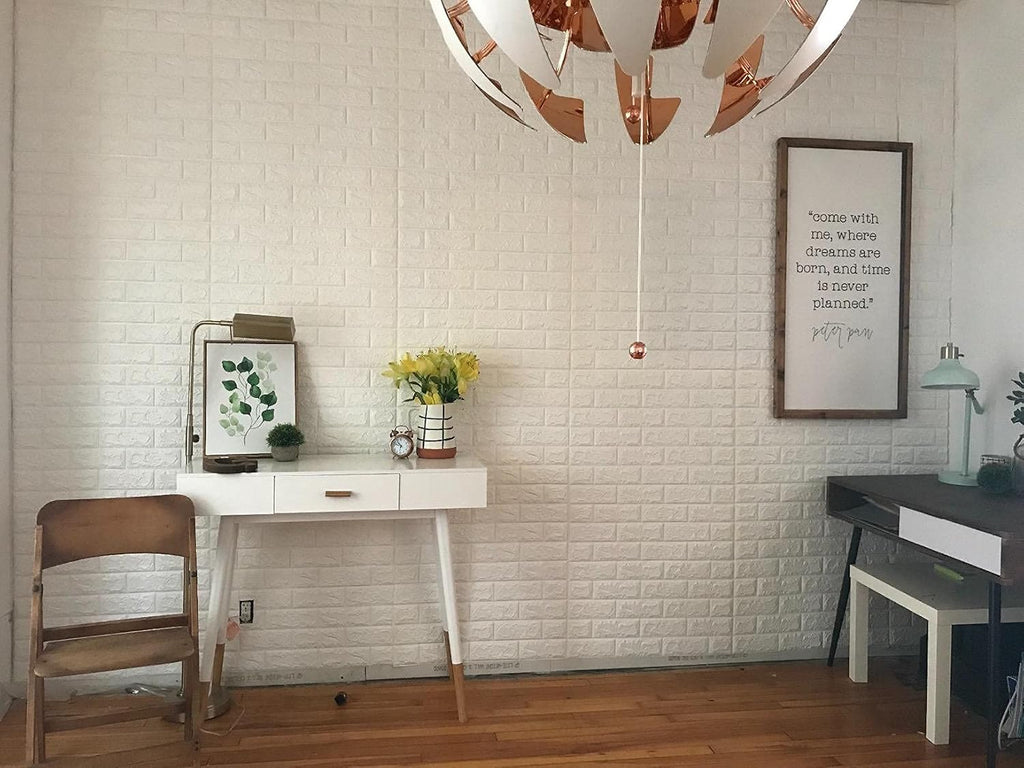 Art3d 11-Pack Peel and Stick 3D Wall Panels for Interior Wall Decor, White Brick Wallpaper, Covers 64 Sq.Ft