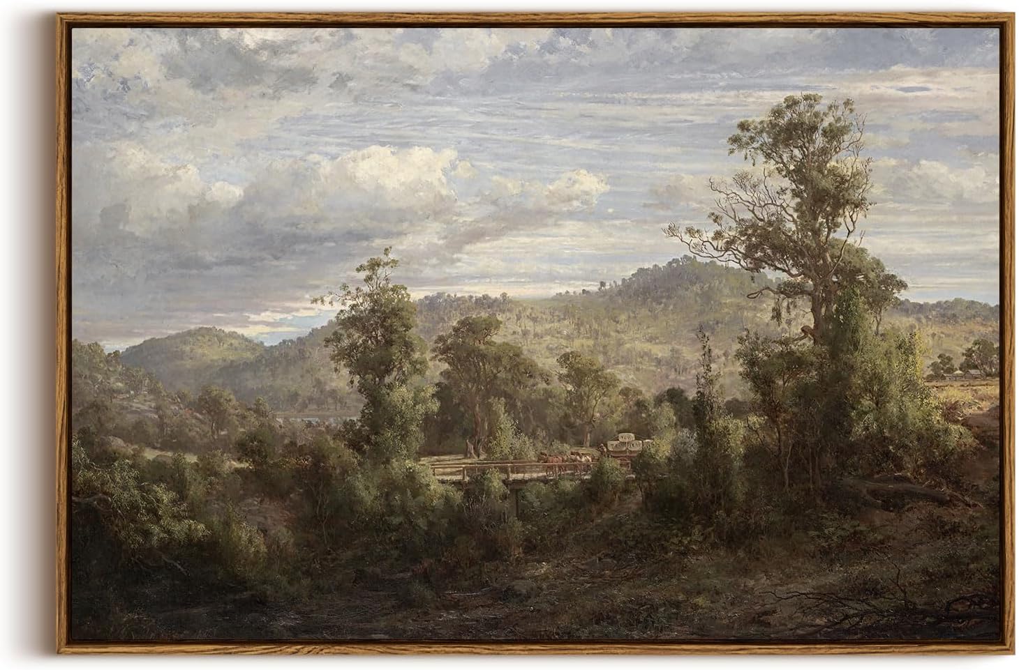 InSimSea Framed Canvas Wall Art Vintage Decor, Landscape Wall Art, Meadow with Flowers Art, Modern Farmhouse Decor, Cottagecore Bedroom Bathroom Office Decorations, 24"x36"