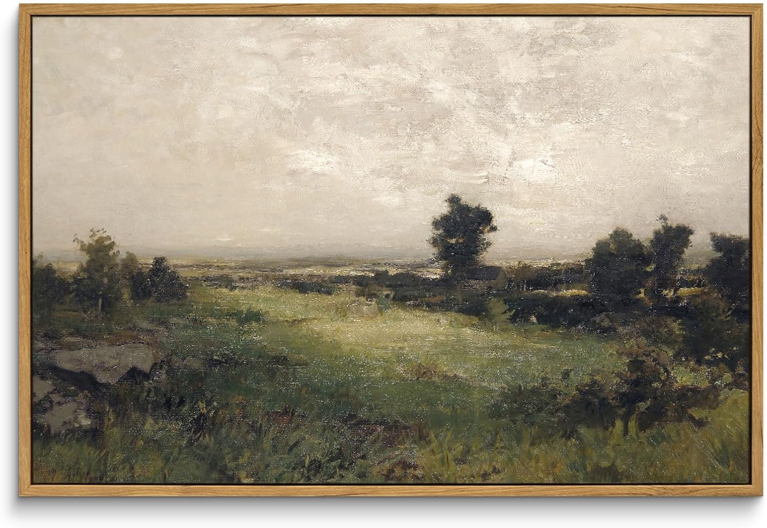 InSimSea Framed Canvas Wall Art Vintage Decor, Landscape Wall Art, Meadow with Flowers Art, Modern Farmhouse Decor, Cottagecore Bedroom Bathroom Office Decorations, 24"x36"