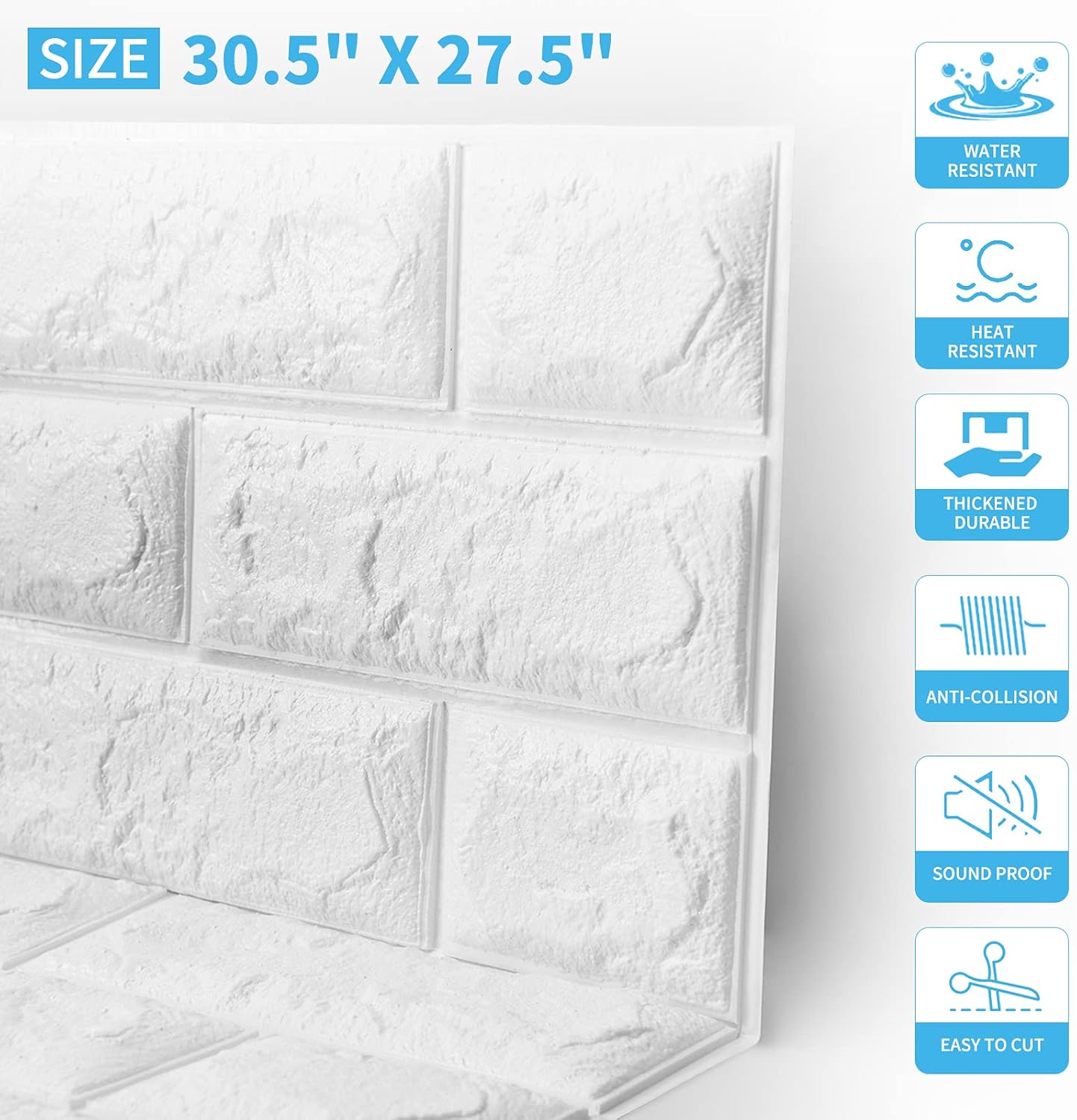 Art3d 11-Pack Peel and Stick 3D Wall Panels for Interior Wall Decor, White Brick Wallpaper, Covers 64 Sq.Ft