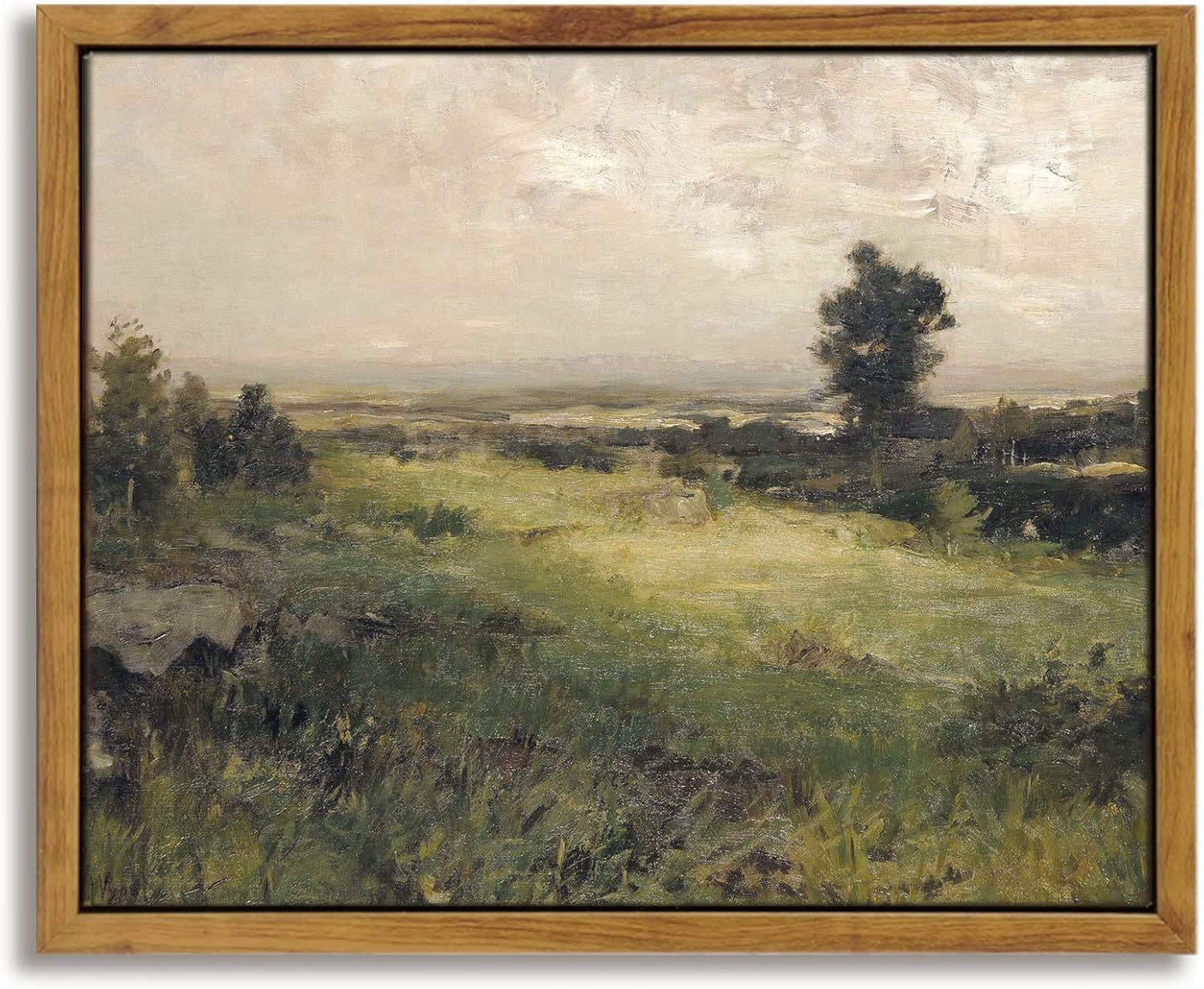 InSimSea Framed Canvas Wall Art Vintage Decor, Landscape Wall Art, Meadow with Flowers Art, Modern Farmhouse Decor, Cottagecore Bedroom Bathroom Office Decorations, 24"x36"