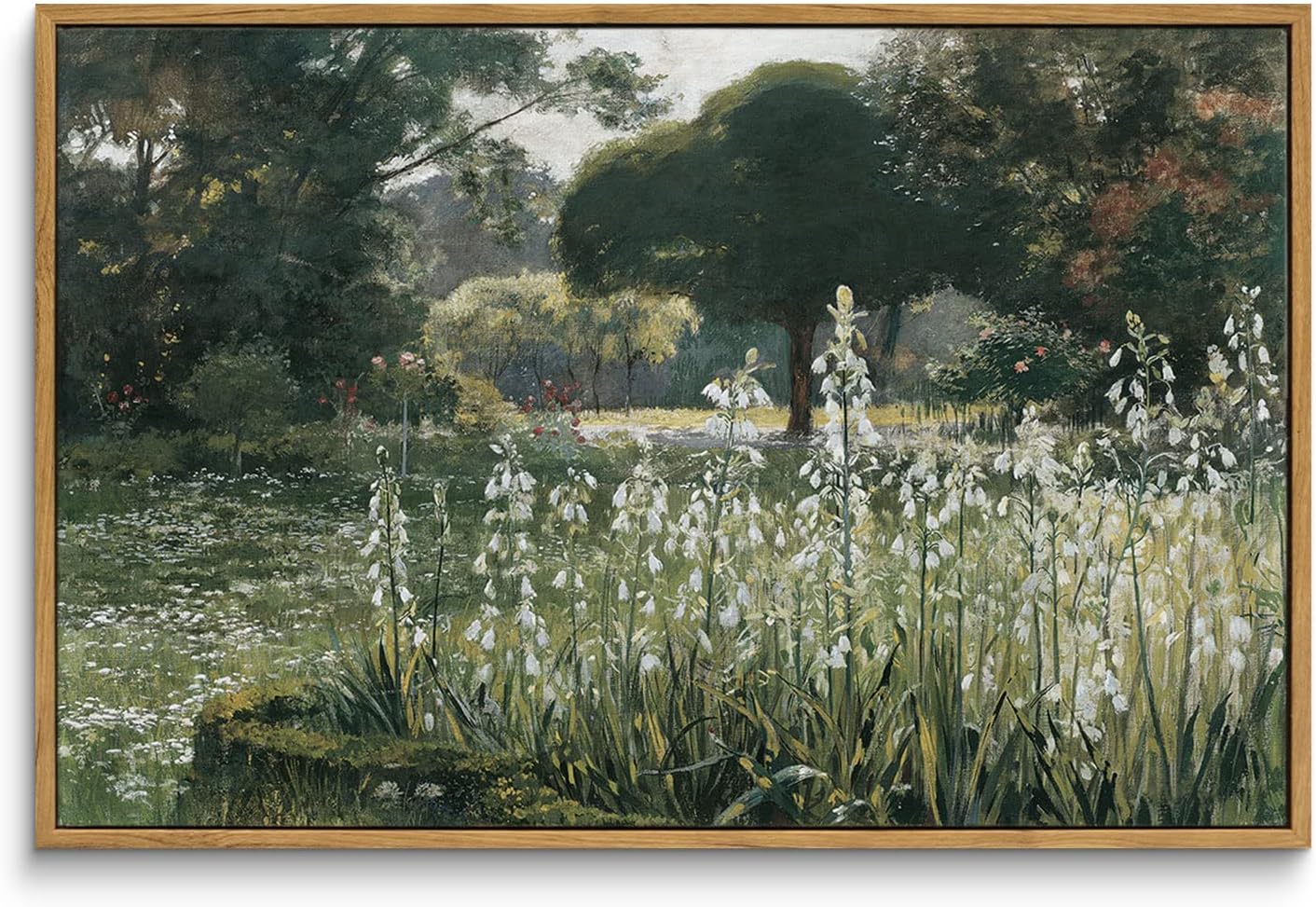 InSimSea Framed Canvas Wall Art Vintage Decor, Landscape Wall Art, Meadow with Flowers Art, Modern Farmhouse Decor, Cottagecore Bedroom Bathroom Office Decorations, 24"x36"