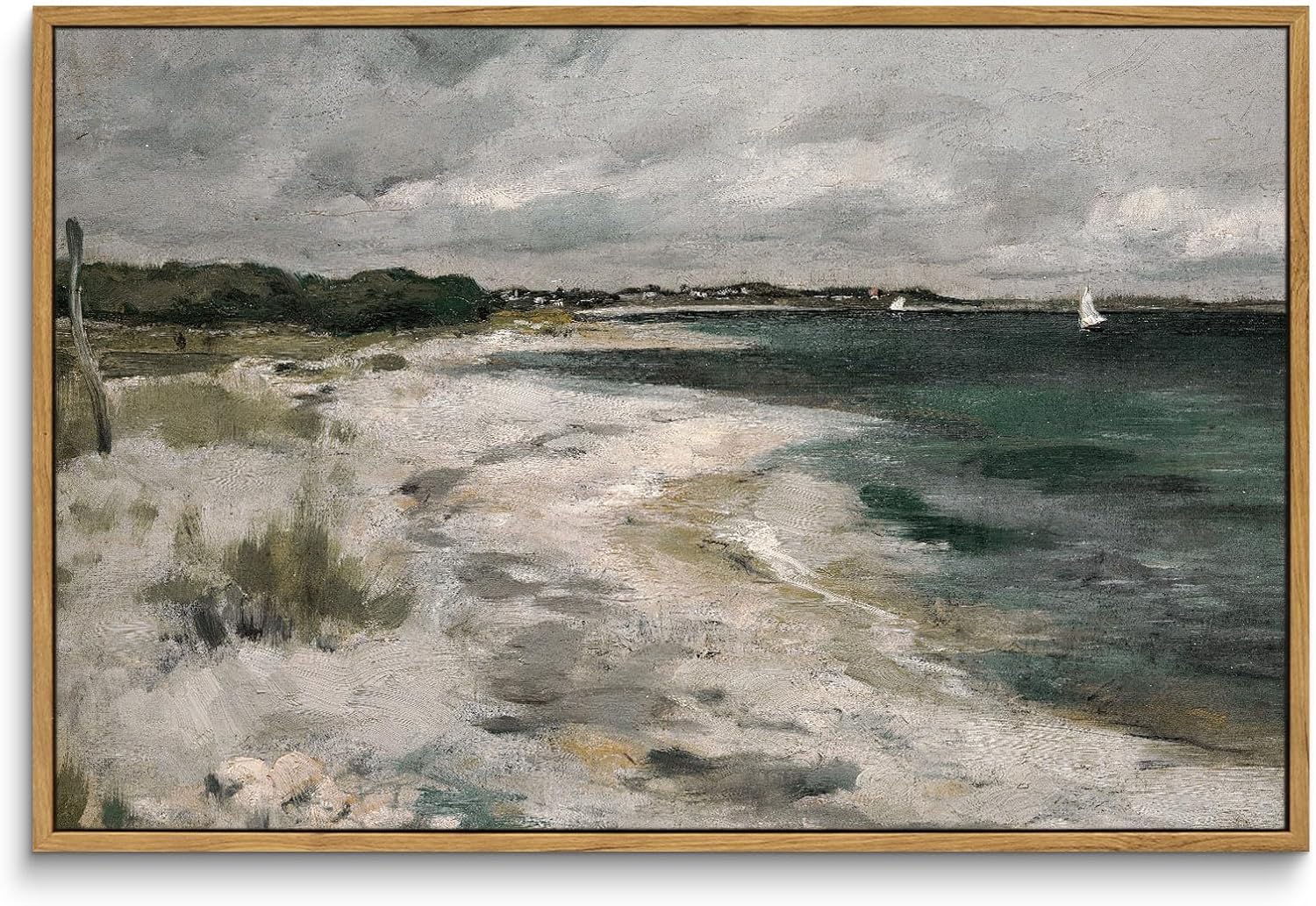 InSimSea Framed Canvas Wall Art Vintage Decor, Landscape Wall Art, Meadow with Flowers Art, Modern Farmhouse Decor, Cottagecore Bedroom Bathroom Office Decorations, 24"x36"