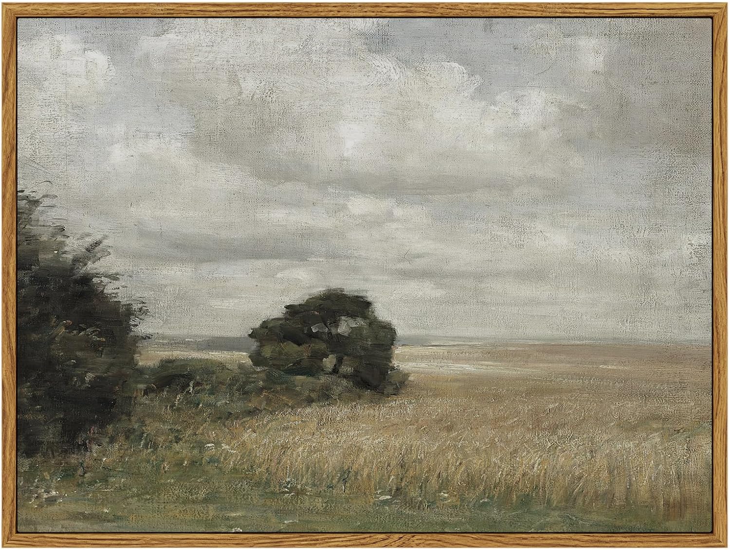 InSimSea Framed Canvas Wall Art Vintage Decor, Landscape Wall Art, Meadow with Flowers Art, Modern Farmhouse Decor, Cottagecore Bedroom Bathroom Office Decorations, 24"x36"