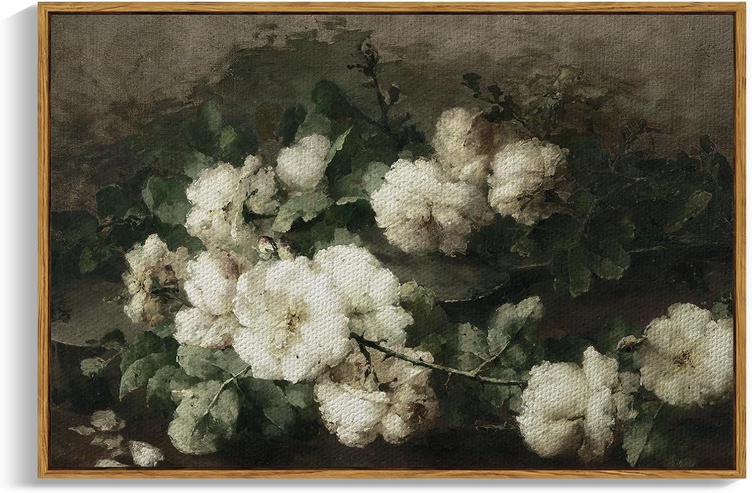 InSimSea Framed Canvas Wall Art Vintage Decor, Landscape Wall Art, Meadow with Flowers Art, Modern Farmhouse Decor, Cottagecore Bedroom Bathroom Office Decorations, 24"x36"