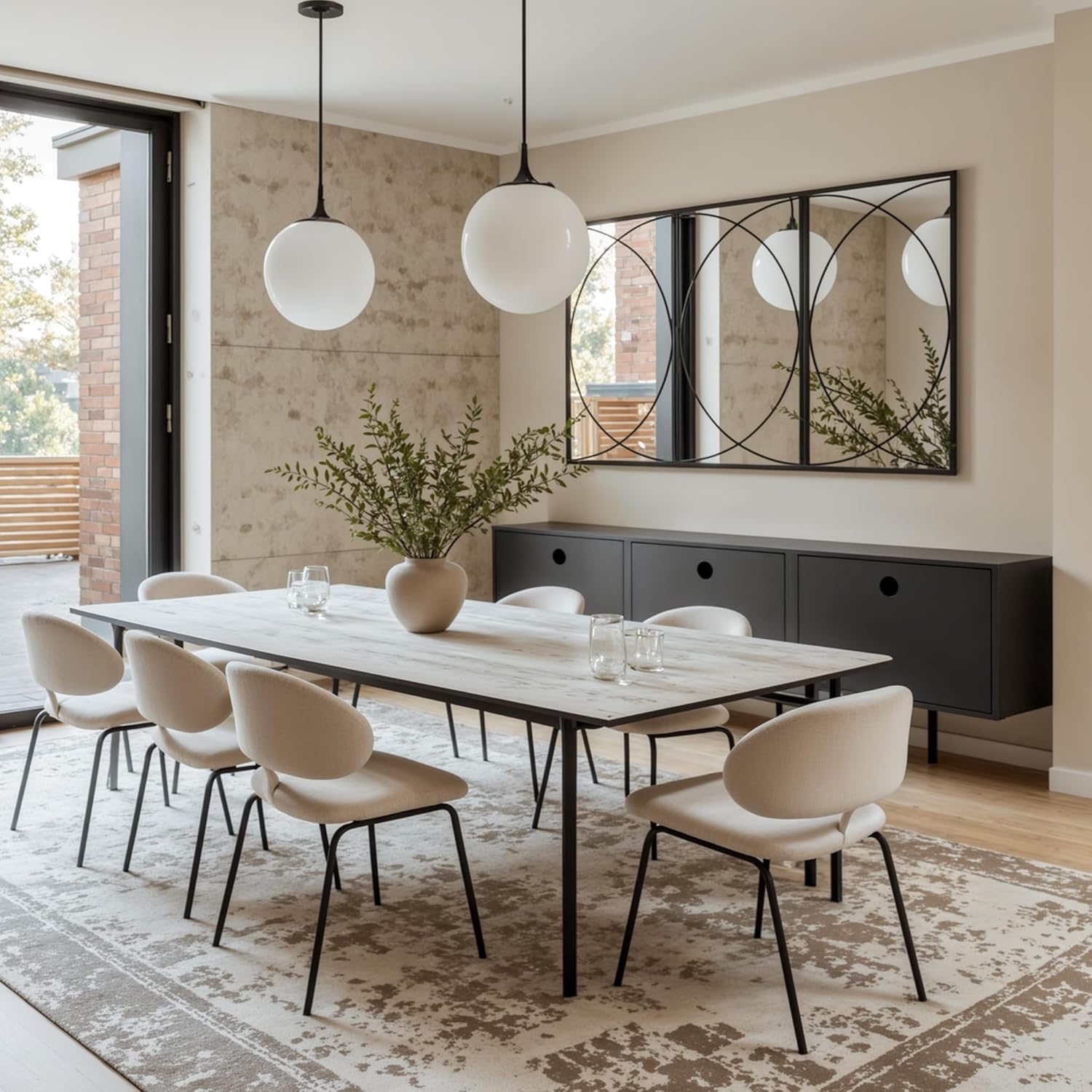 LuxenHome 3 Pieces Black Metal Rectangular Wall Mirror Set Large Vanity Mirror for Bedroom, Black Accent Metal Entryway Wall Mirror, Wall Mounted Mirror Living Room Wall Decor