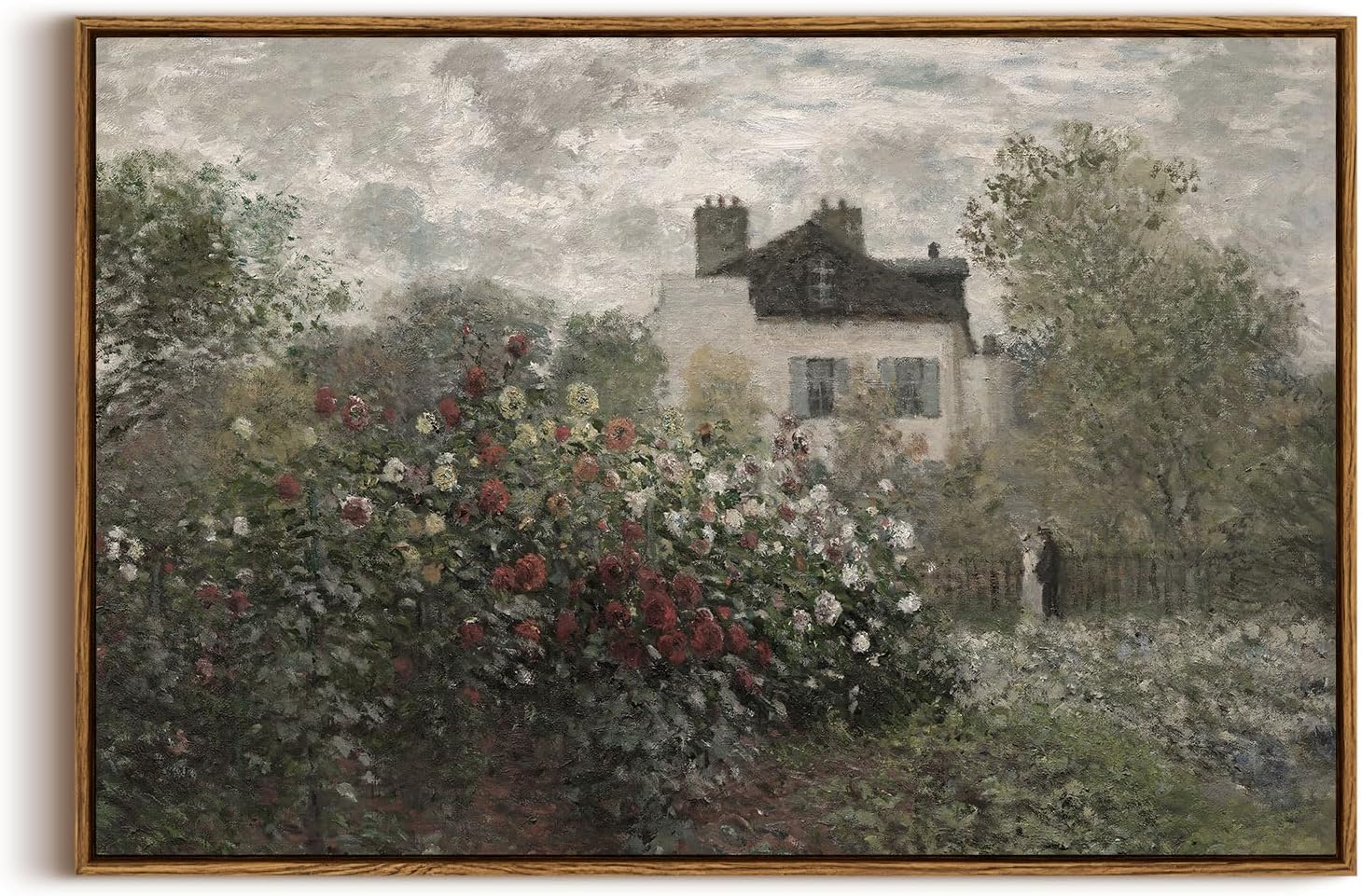 InSimSea Framed Canvas Wall Art Vintage Decor, Landscape Wall Art, Meadow with Flowers Art, Modern Farmhouse Decor, Cottagecore Bedroom Bathroom Office Decorations, 24"x36"