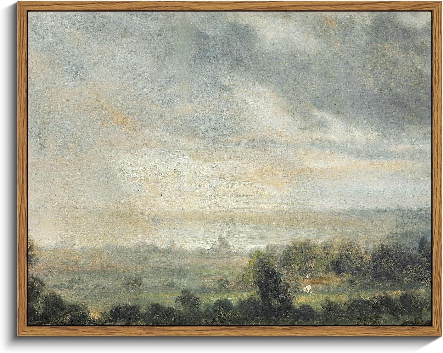 InSimSea Framed Canvas Wall Art Vintage Decor, Landscape Wall Art, Meadow with Flowers Art, Modern Farmhouse Decor, Cottagecore Bedroom Bathroom Office Decorations, 24"x36"