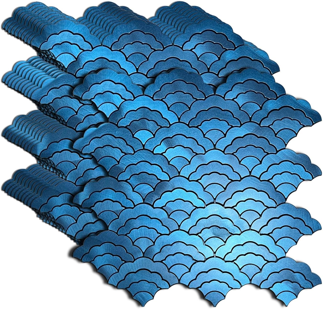 XUANINY 11-Sheet Peel and Stick Metal Backsplash Tiles, Self Adhesive Cloud-Shaped Aluminum Mosaic 3D Wall Sticker for Kitchen Bathroom Living Room Decor (Printing Multicolor, 11)