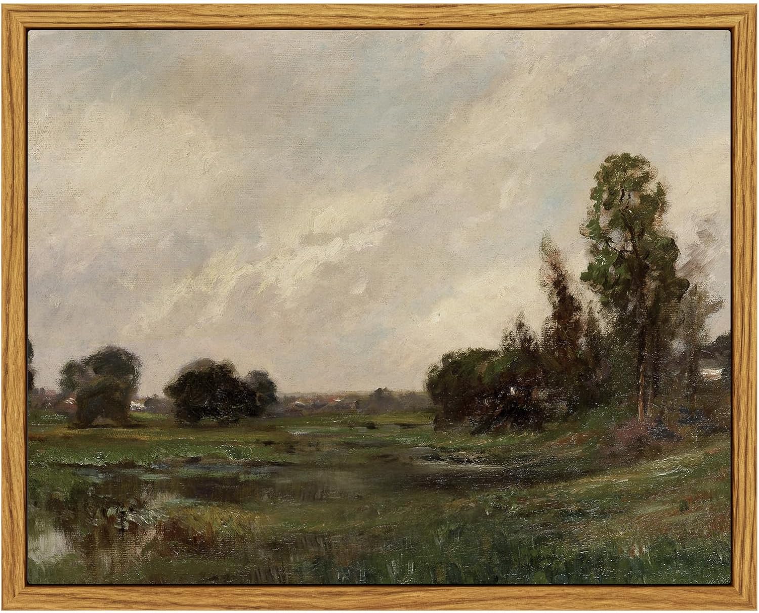 InSimSea Framed Canvas Wall Art Vintage Decor, Landscape Wall Art, Meadow with Flowers Art, Modern Farmhouse Decor, Cottagecore Bedroom Bathroom Office Decorations, 24"x36"