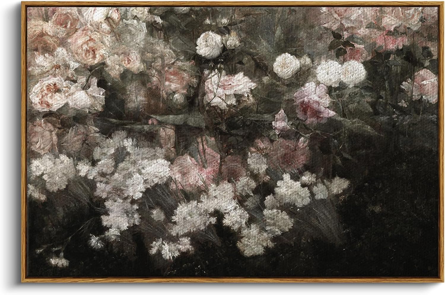 InSimSea Framed Canvas Wall Art Vintage Decor, Landscape Wall Art, Meadow with Flowers Art, Modern Farmhouse Decor, Cottagecore Bedroom Bathroom Office Decorations, 24"x36"