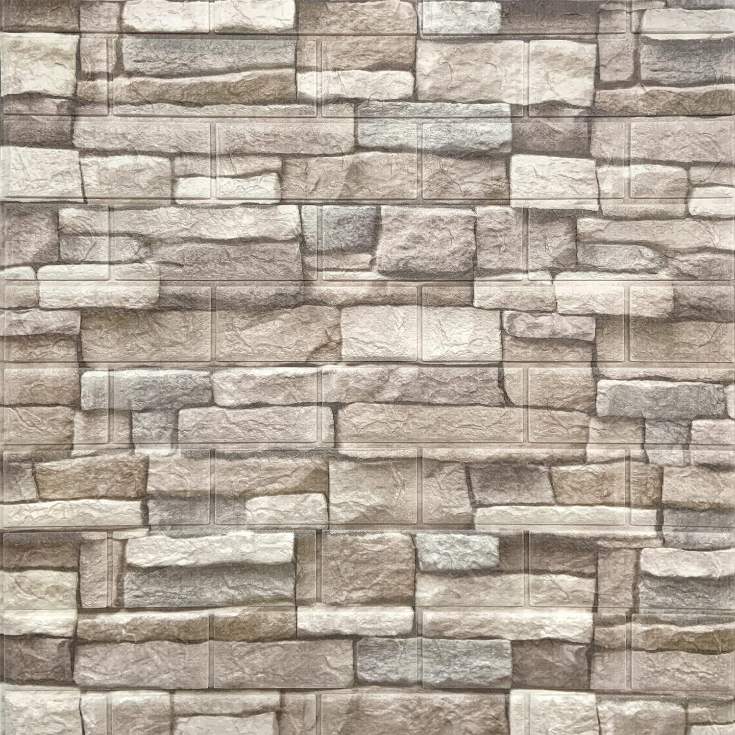 Yutianli 7mm Thick Anti-Collision self Adhesive 3D Wall Panels Peel and Stick,10-Pack 57 Sq.Ft Antique Faux Brick Wall Panels Foam Faux Stone Wallpapers for Bedroom (10, Style A)