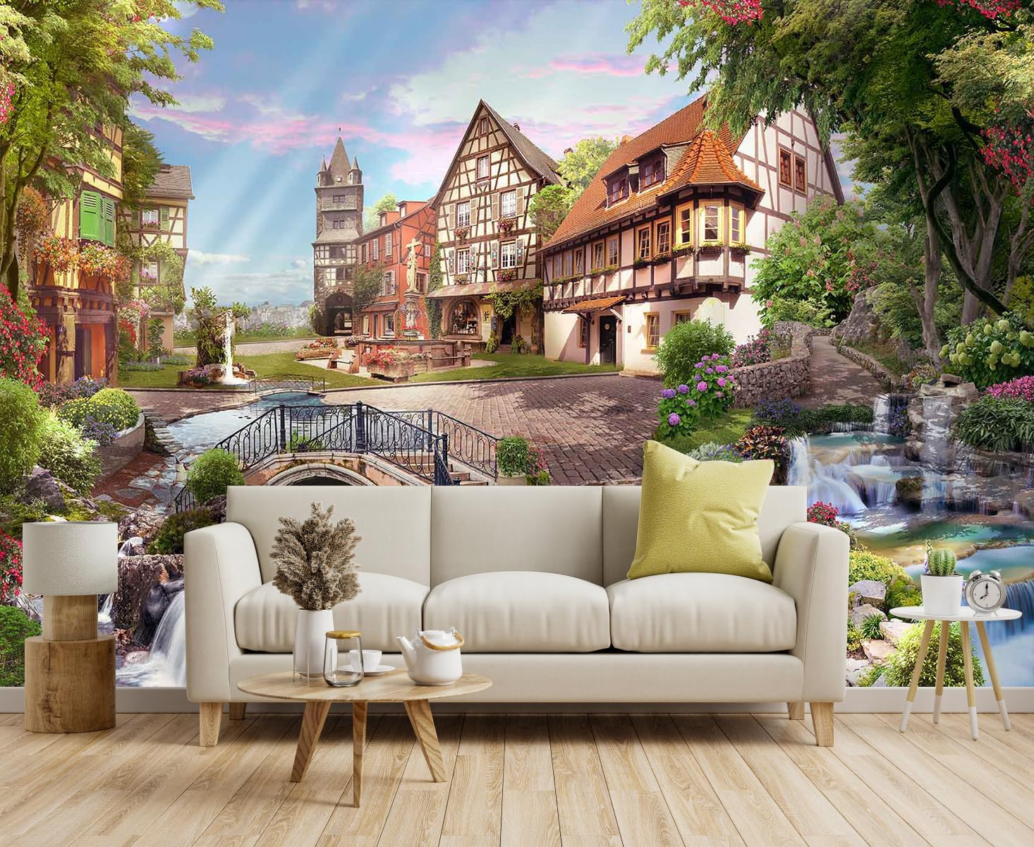 Hazy Forest Wall Mural, Abstract Nature Landscape Wallpaper, Background Wall Decoration Patterns（Non-self-Adhesive）