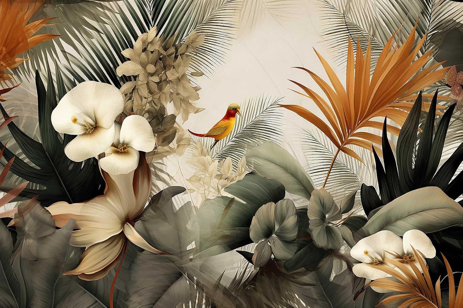 Hazy Forest Wall Mural, Abstract Nature Landscape Wallpaper, Background Wall Decoration Patterns（Non-self-Adhesive）