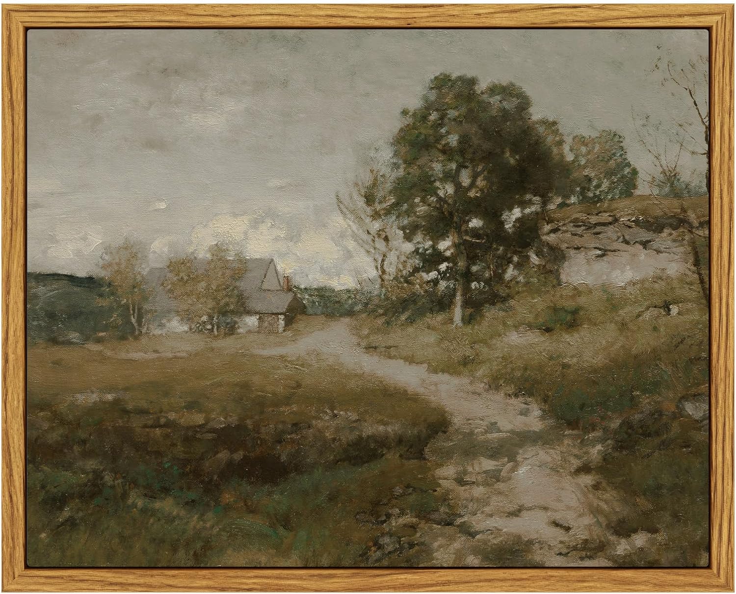 InSimSea Framed Canvas Wall Art Vintage Decor, Landscape Wall Art, Meadow with Flowers Art, Modern Farmhouse Decor, Cottagecore Bedroom Bathroom Office Decorations, 24"x36"