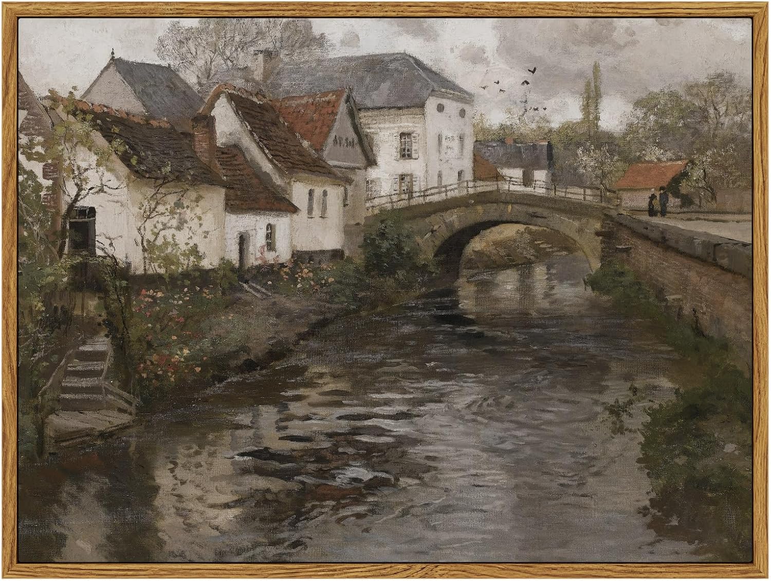 InSimSea Framed Canvas Wall Art Vintage Decor, Landscape Wall Art, Meadow with Flowers Art, Modern Farmhouse Decor, Cottagecore Bedroom Bathroom Office Decorations, 24"x36"