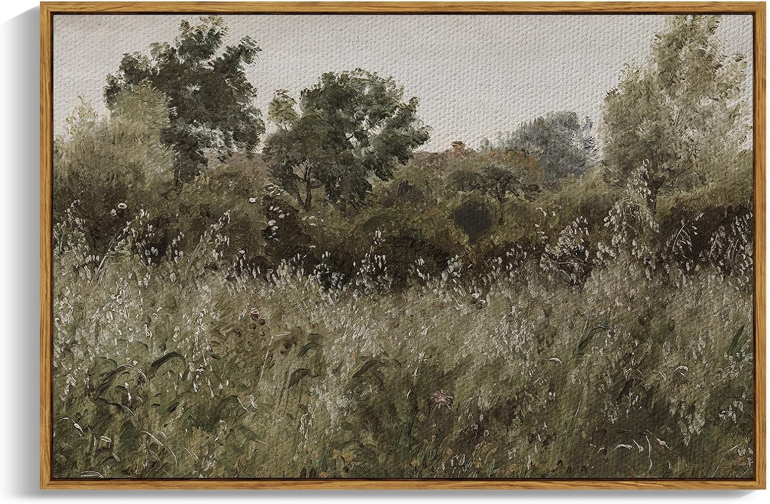 InSimSea Framed Canvas Wall Art Vintage Decor, Landscape Wall Art, Meadow with Flowers Art, Modern Farmhouse Decor, Cottagecore Bedroom Bathroom Office Decorations, 24"x36"
