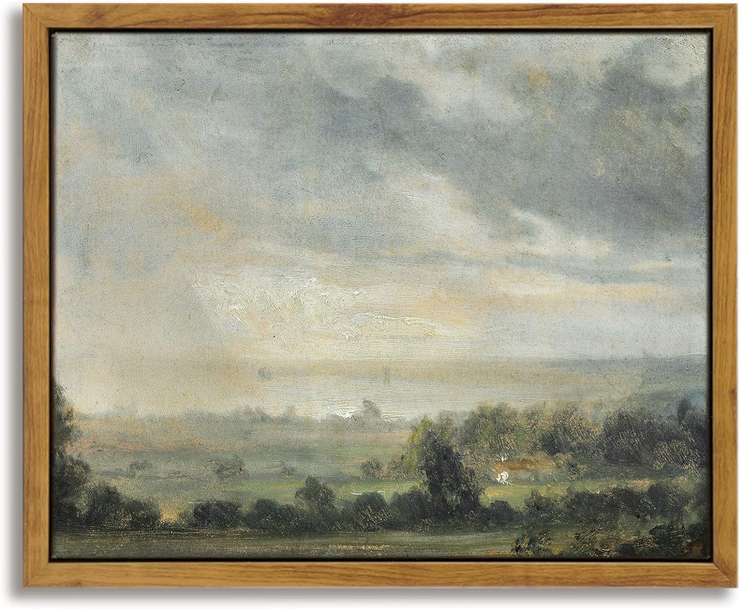 InSimSea Framed Canvas Wall Art Vintage Decor, Landscape Wall Art, Meadow with Flowers Art, Modern Farmhouse Decor, Cottagecore Bedroom Bathroom Office Decorations, 24"x36"